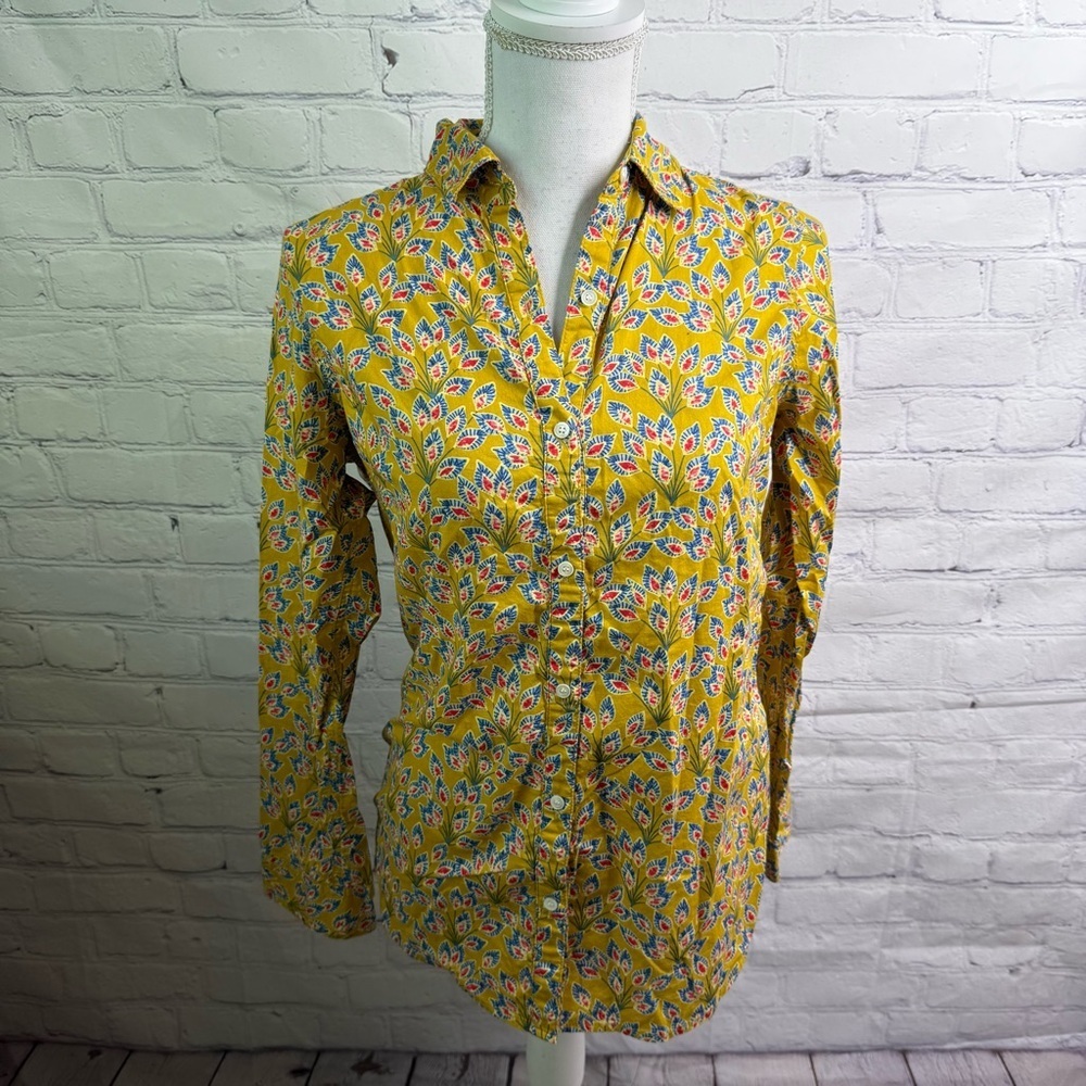 J. McLaughlin Gold Floral Button Down Shirt XS